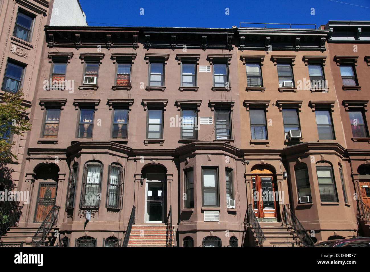 Brownstones, Harlem, Manhattan, New York City, USA Stock Photo Alamy