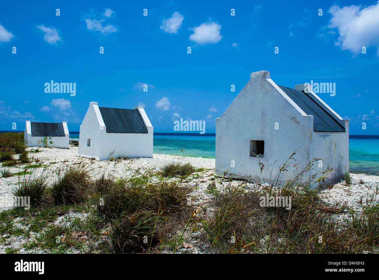Slave huts in Bonaire, ABC Islands, Netherlands Antilles, Caribbean Stock Photo