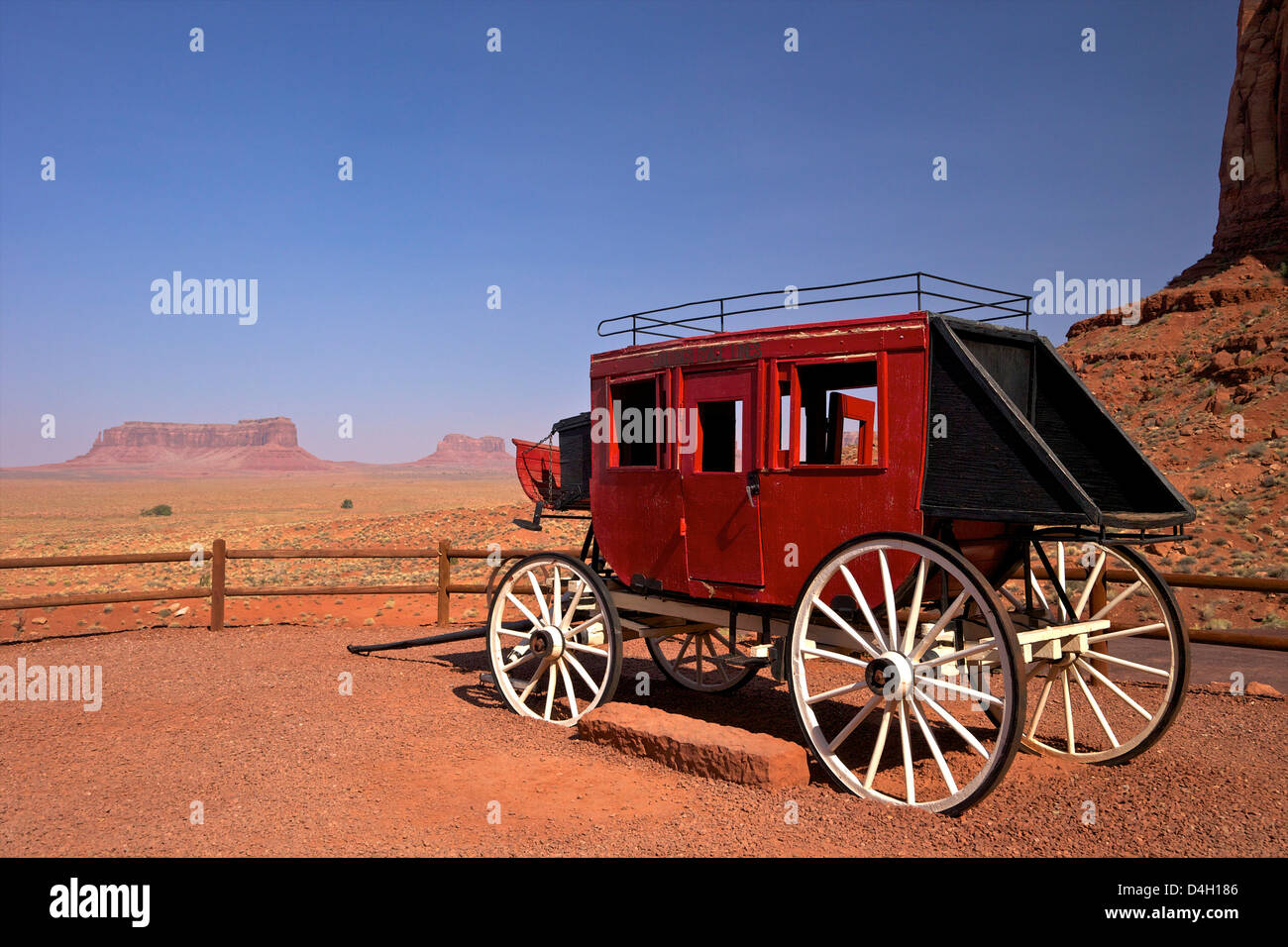 Stagecoach, Gouldings Trading Post, Monument Valley Navajo Tribal Park, Utah, USA Stock Photo