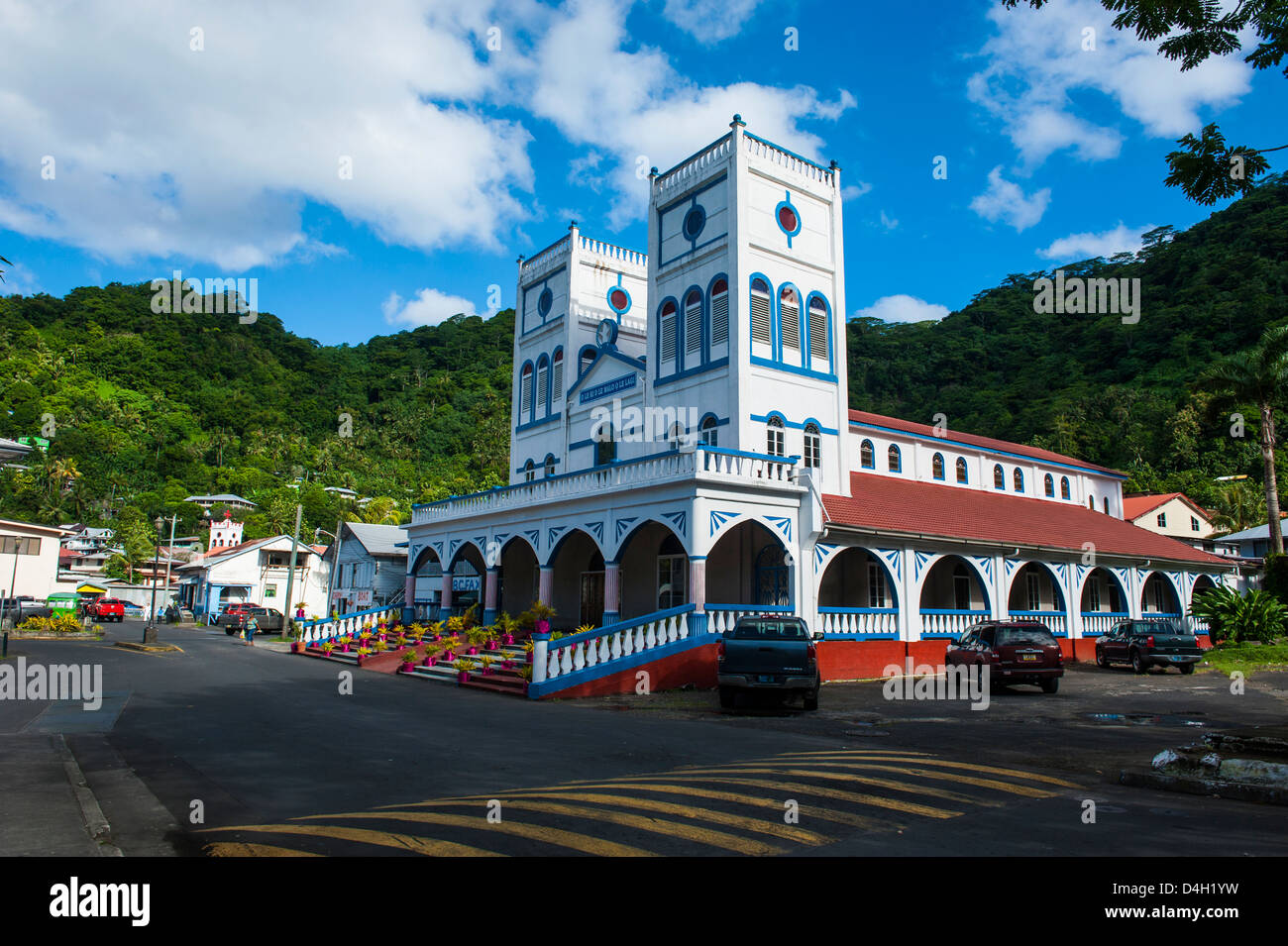 Cathedral in downton Pago Pago, Tutuila island, American Samoa, South Pacific Stock Photo