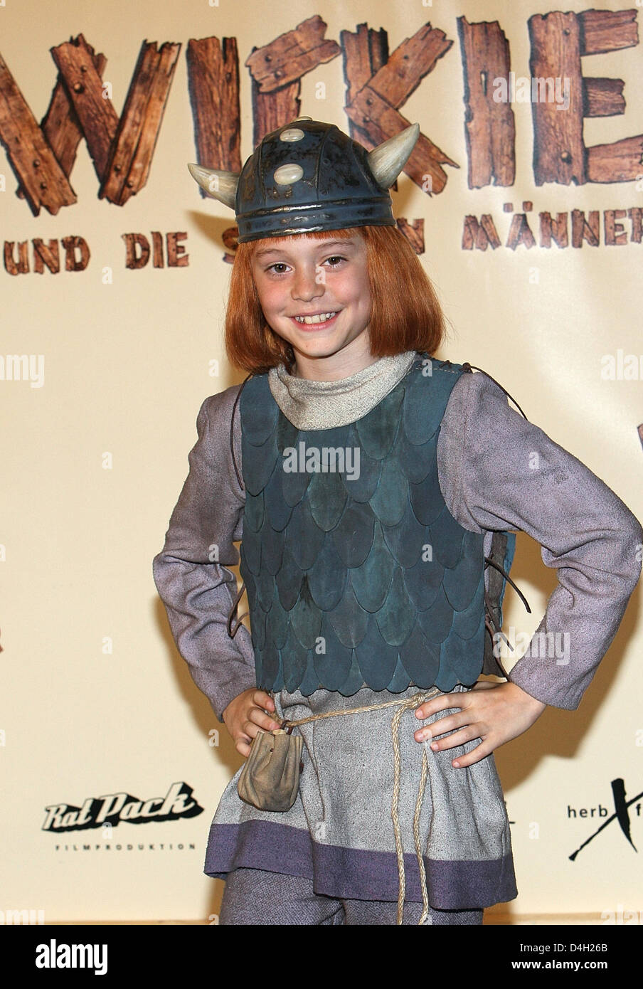 Actor Jonas Haemmerle poses during a photo call at a film studio in Munich, Germany, 31 July 2008. Haemmerle stars as Viking boy 'Wickie' in the motion picture 'Wickie und die starken Maenner' ('Vicky the Viking') directed by Michael Bully Herbig. The movie is scheduled to kick off at German cinemas in 2009. Photo: URSUAL DUEREN Stock Photo