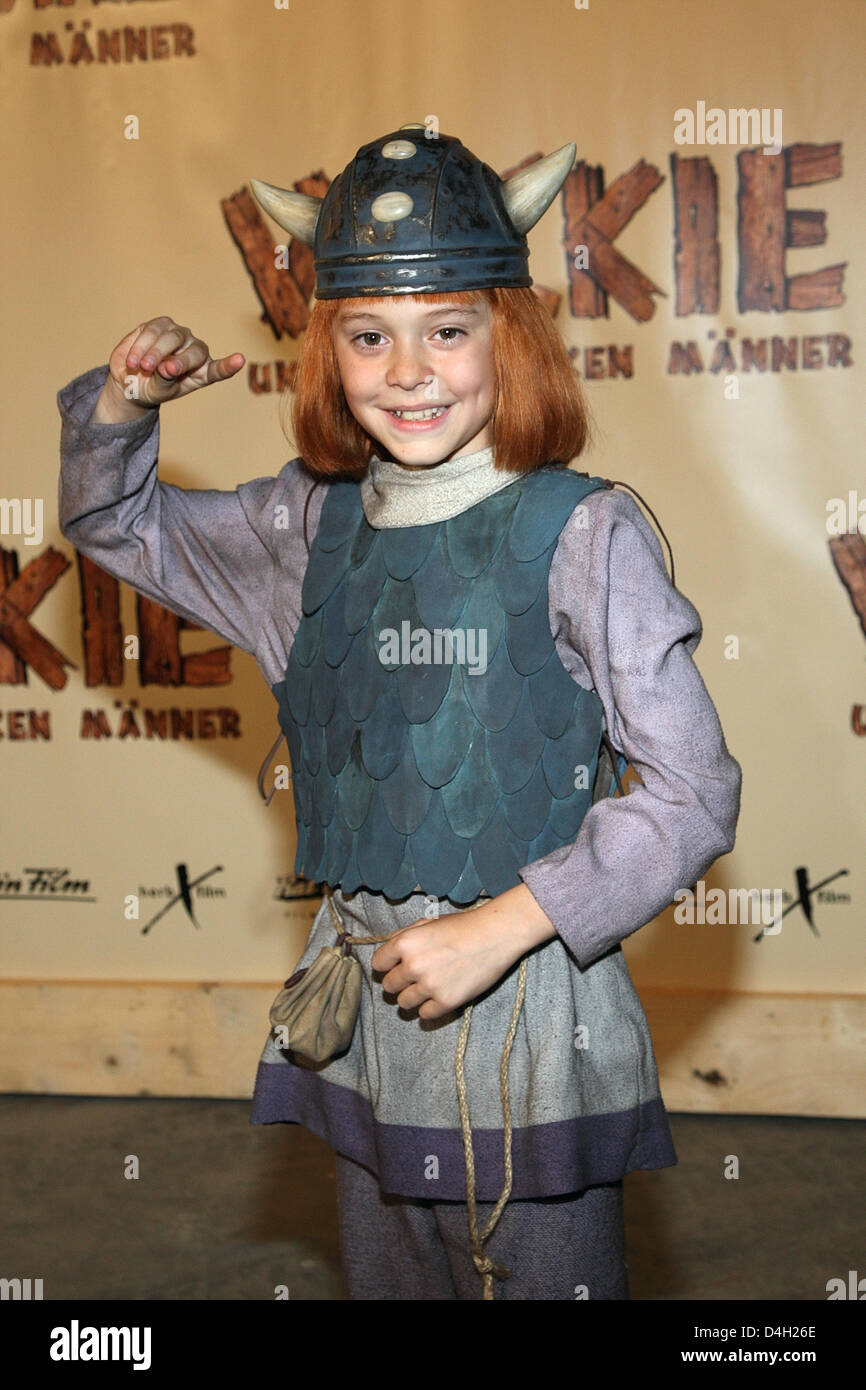Actor Jonas Haemmerle poses during a photo call at a film studio in Munich, Germany, 31 July 2008. Haemmerle stars as Viking boy 'Wickie' in the motion picture 'Wickie und die starken Maenner' ('Vicky the Viking') directed by Michael Bully Herbig. The movie is scheduled to kick off at German cinemas in 2009. Photo: URSULA DUEREN Stock Photo