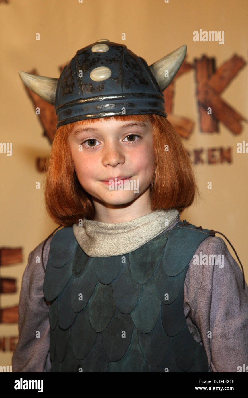 Actor Jonas Haemmerle poses during a photo call at a film studio in Munich, Germany, 31 July 2008. Haemmerle stars as Viking boy 'Wickie' in the motion picture 'Wickie und die starken Maenner' ('Vicky the Viking') directed by Michael Bully Herbig. The movie is scheduled to kick off at German cinemas in 2009. Photo: URSULA DUEREN Stock Photo