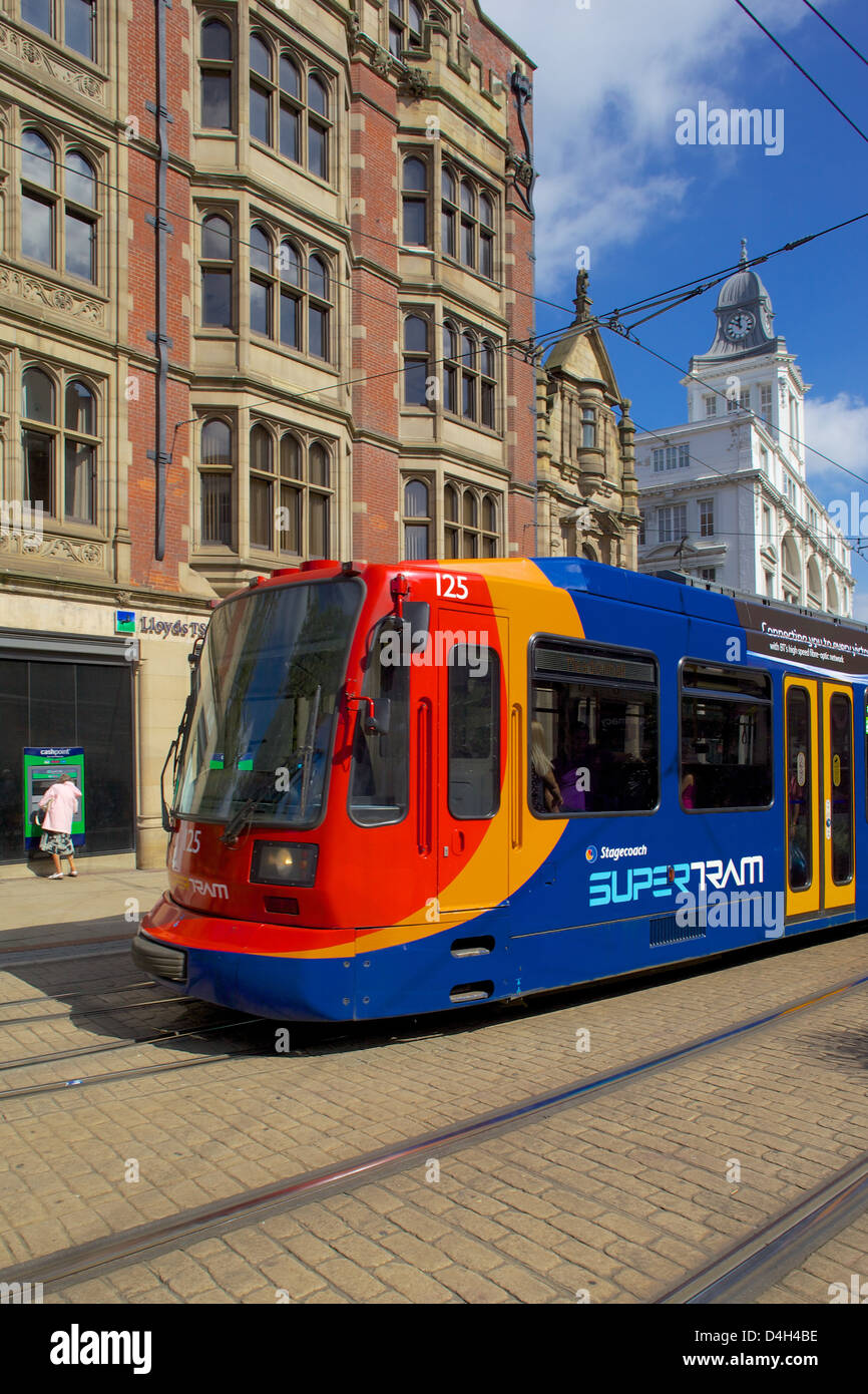 City tram, Sheffield, South Yorkshire, Yorkshire, England, UK Stock Photo