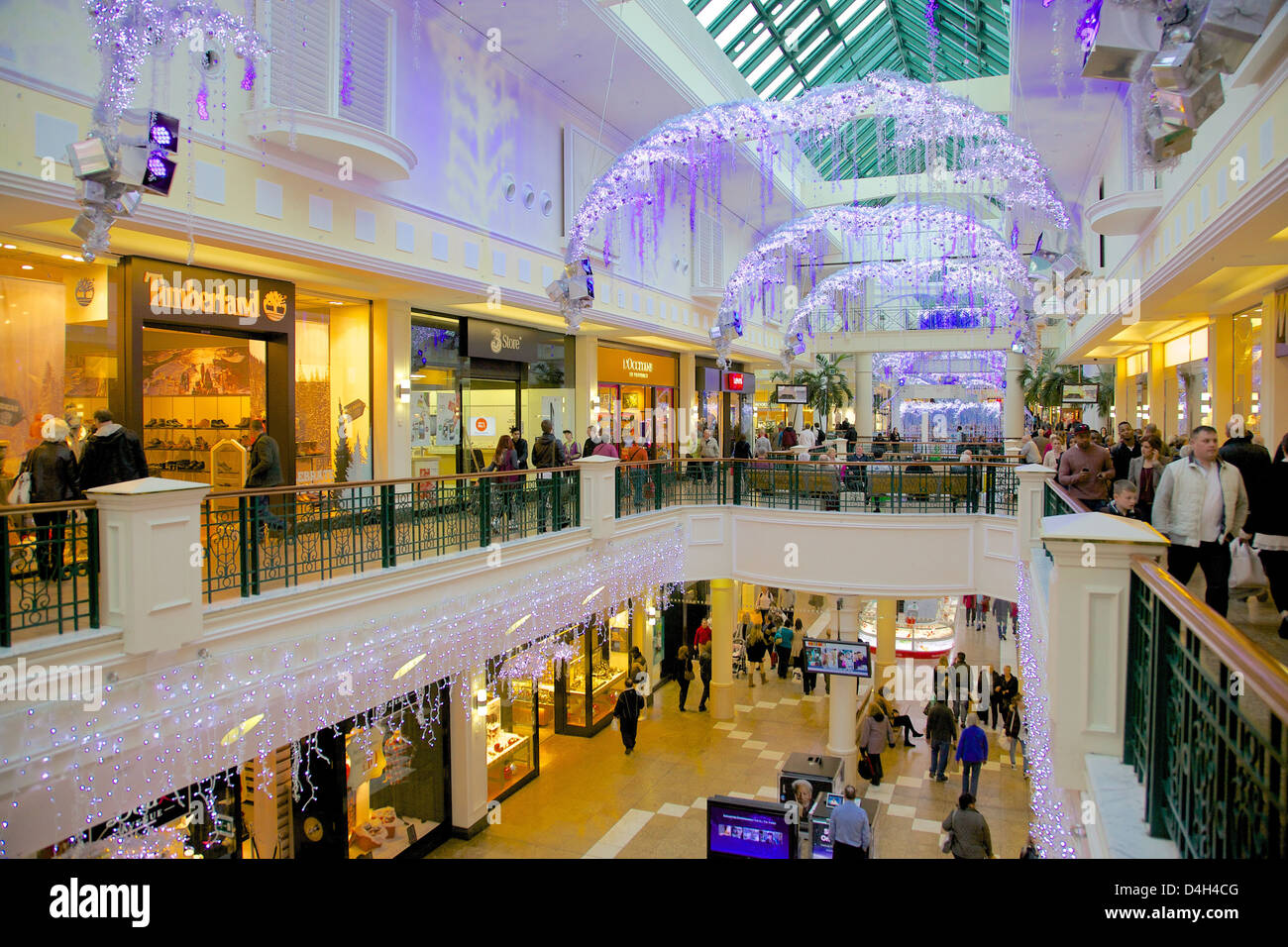 Interior of Meadowhall Shopping Centre at Christmas, Sheffield, South Yorkshire, Yorkshire, England, UK Stock Photo