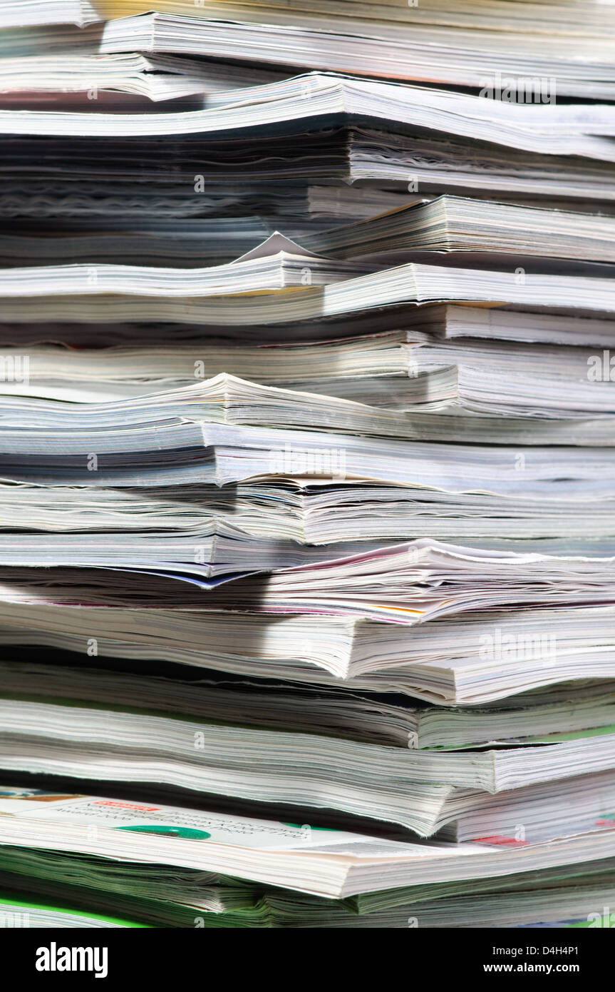 Stack of magazines. Close - up Stock Photo - Alamy