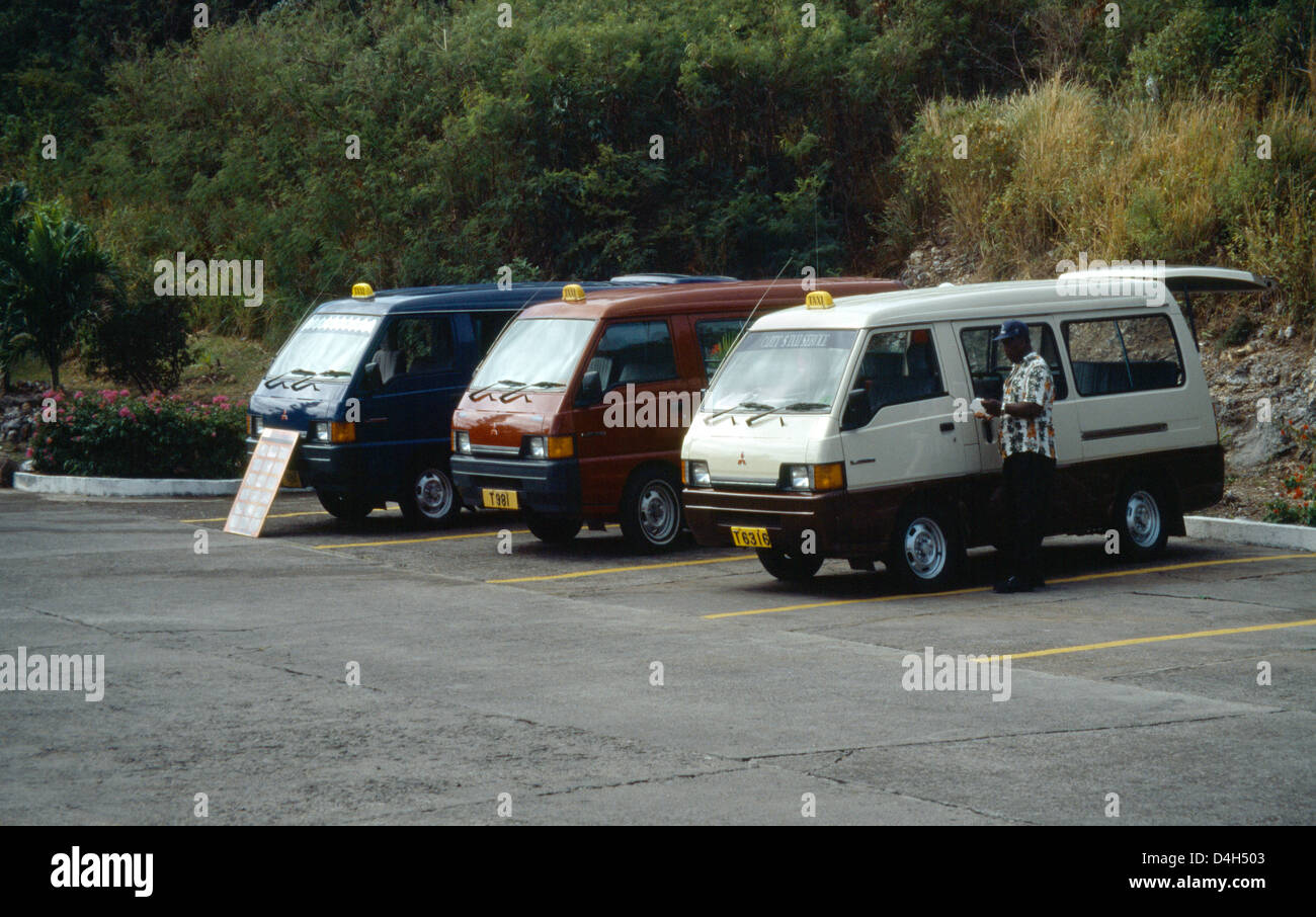 Frigate Bay St Kitts Frigate Bay Resort A Row Of Taxis In Car Park Stock Photo
