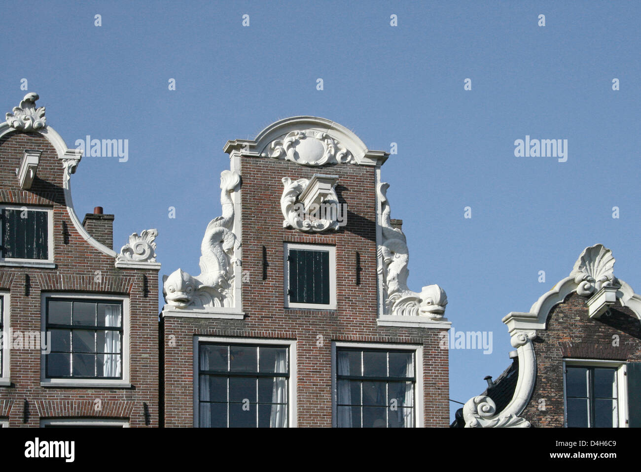 The Netherlands Holland Amsterdam Brouwersgracht 48 Golden Age ± 1700 Architecture Neck Gable Canal district Stock Photo