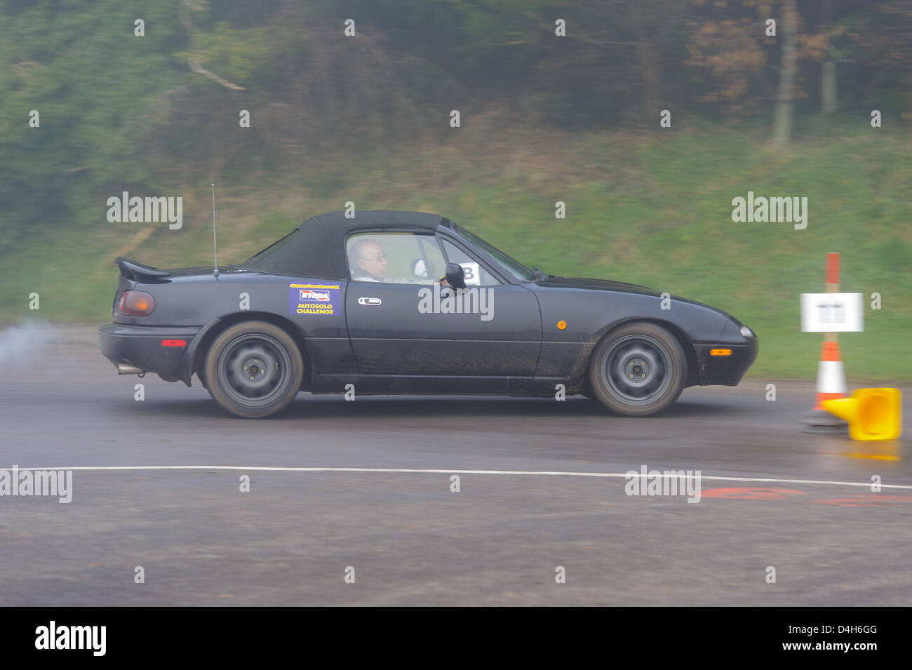 A car taking part in an AutoSolo event at Castle Combe Circuit Stock ...