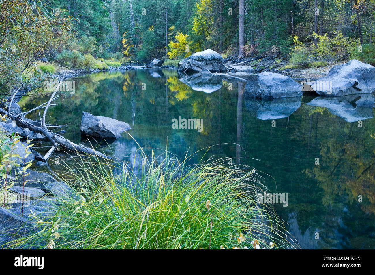 Merced River, Yosemite Valley, Yosemite National Park, California, USA, late afternoon, November Stock Photo