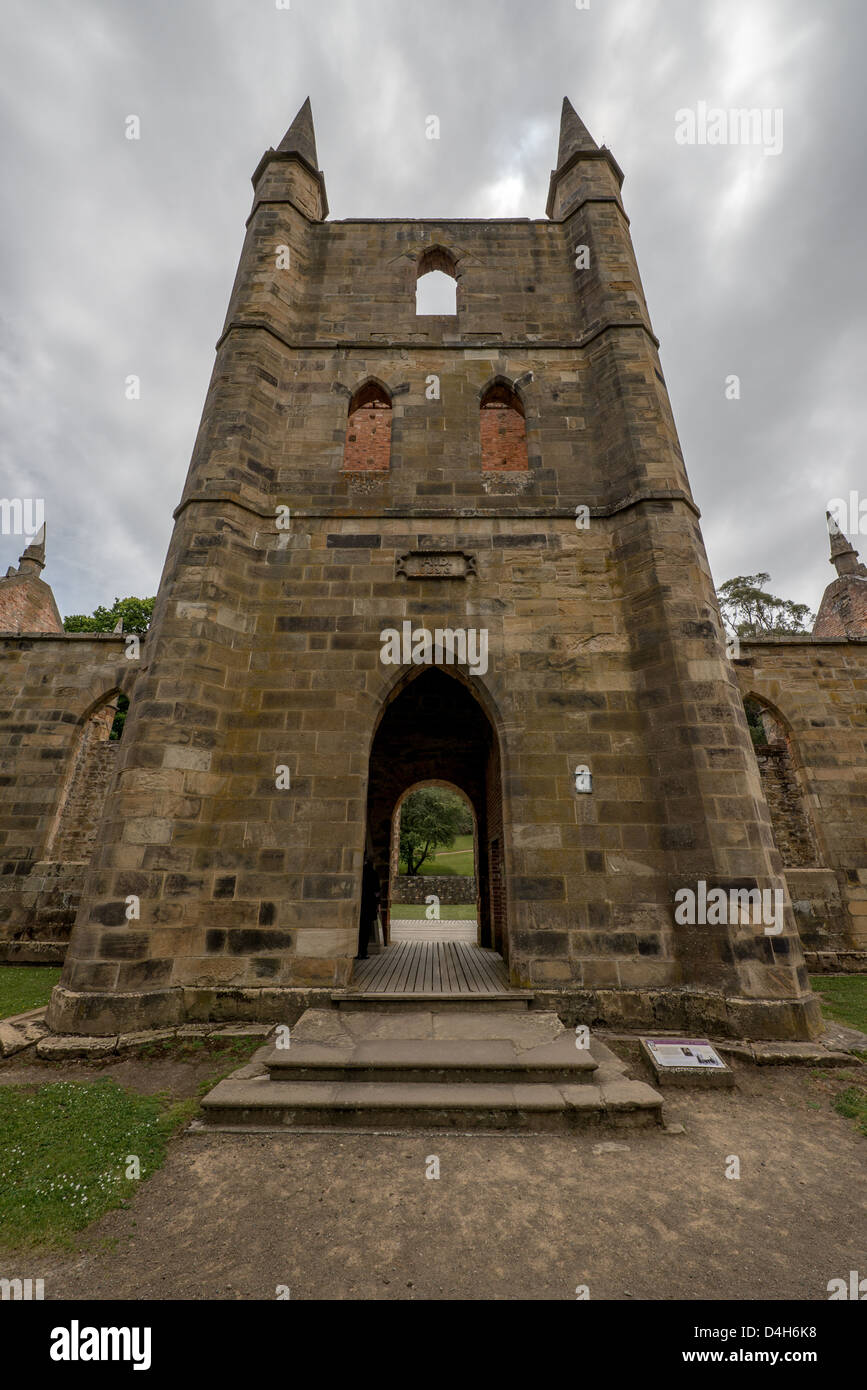 Building ruins at Port Arthur, Tasmania which was once a penal settlement in Australia's convict beginnings.. Stock Photo