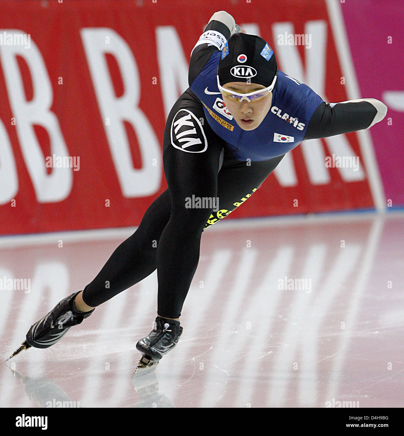 South Korean ice speed skater Lee Sanghwa is pictured during the 500