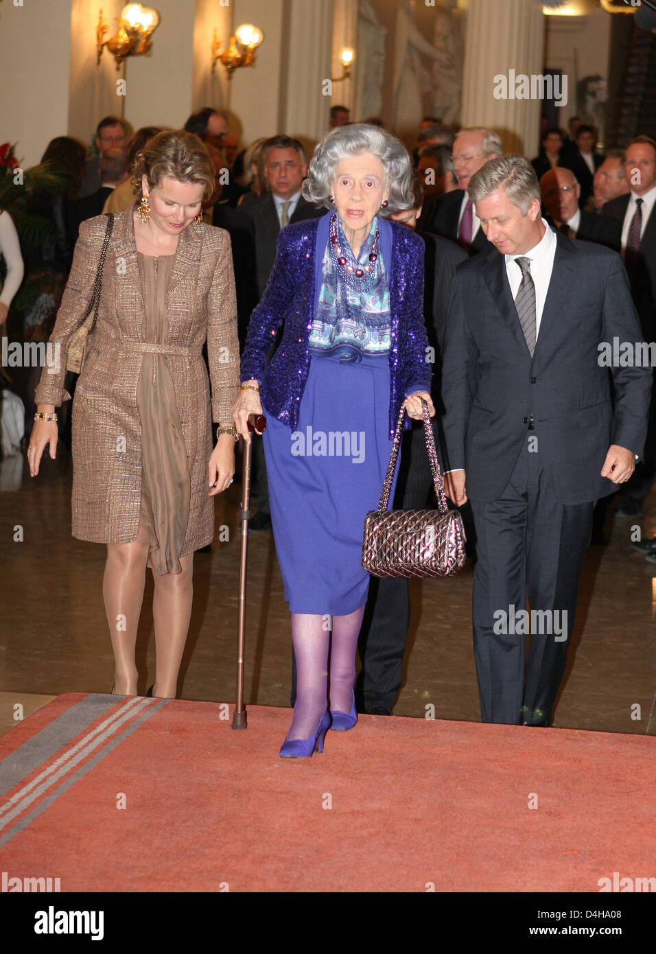 Belgian Queen Fabiola (C), Prince Filip and Princess Mathilde attend ...