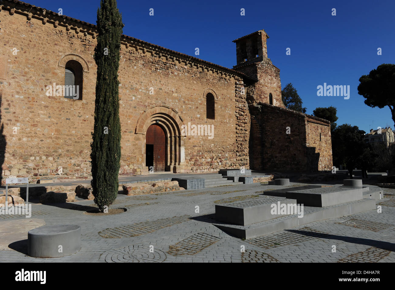 Pre-romanesque Church of Saint Peter. South wall. 12th century. Terrassa. Catalonia. Spain. Stock Photo
