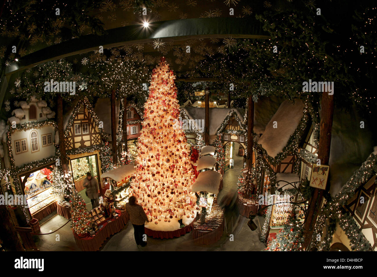 View over the Christmas village of the Christmas museum in Rothenburg ob der Tauber Germany