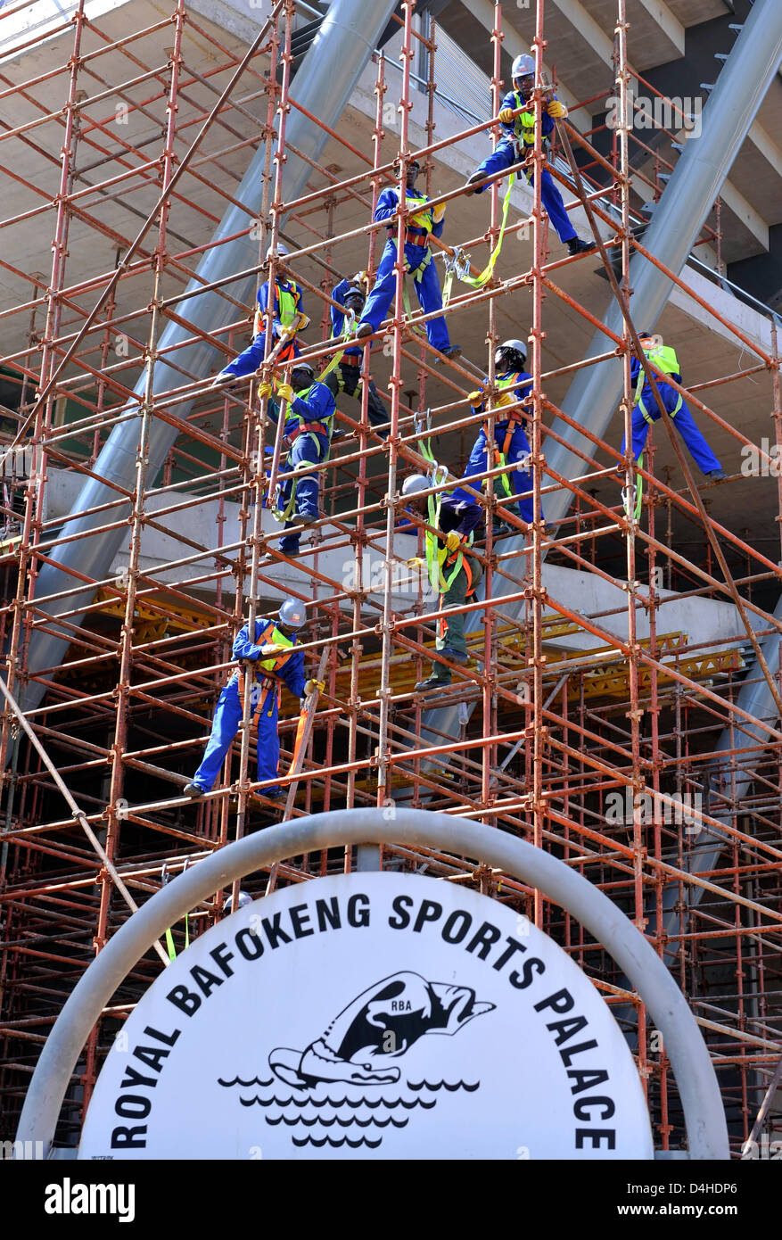 View on the construction site of the Royal Bafokeng stadium on Rustenburg, South Africa, 25 November 2008. The stadium should be a venue for both the 2009 FIFA Confederations Cup and the 2010 FIFA World Cup South Africa. Photo: Gero Breloer Stock Photo