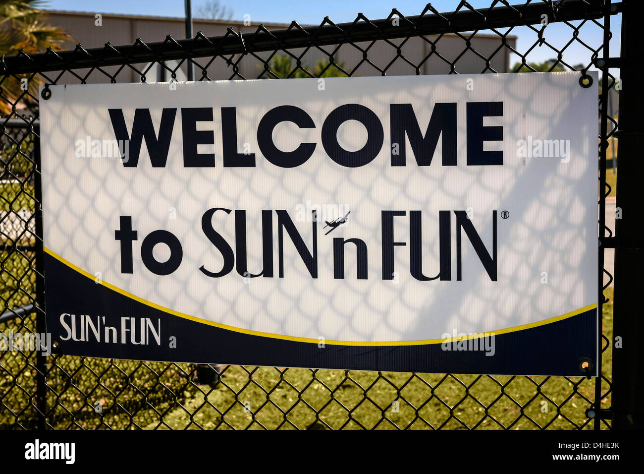 Weelcome to Sun n Fun sign at the Florida Air Museum Lakeland Stock Photo