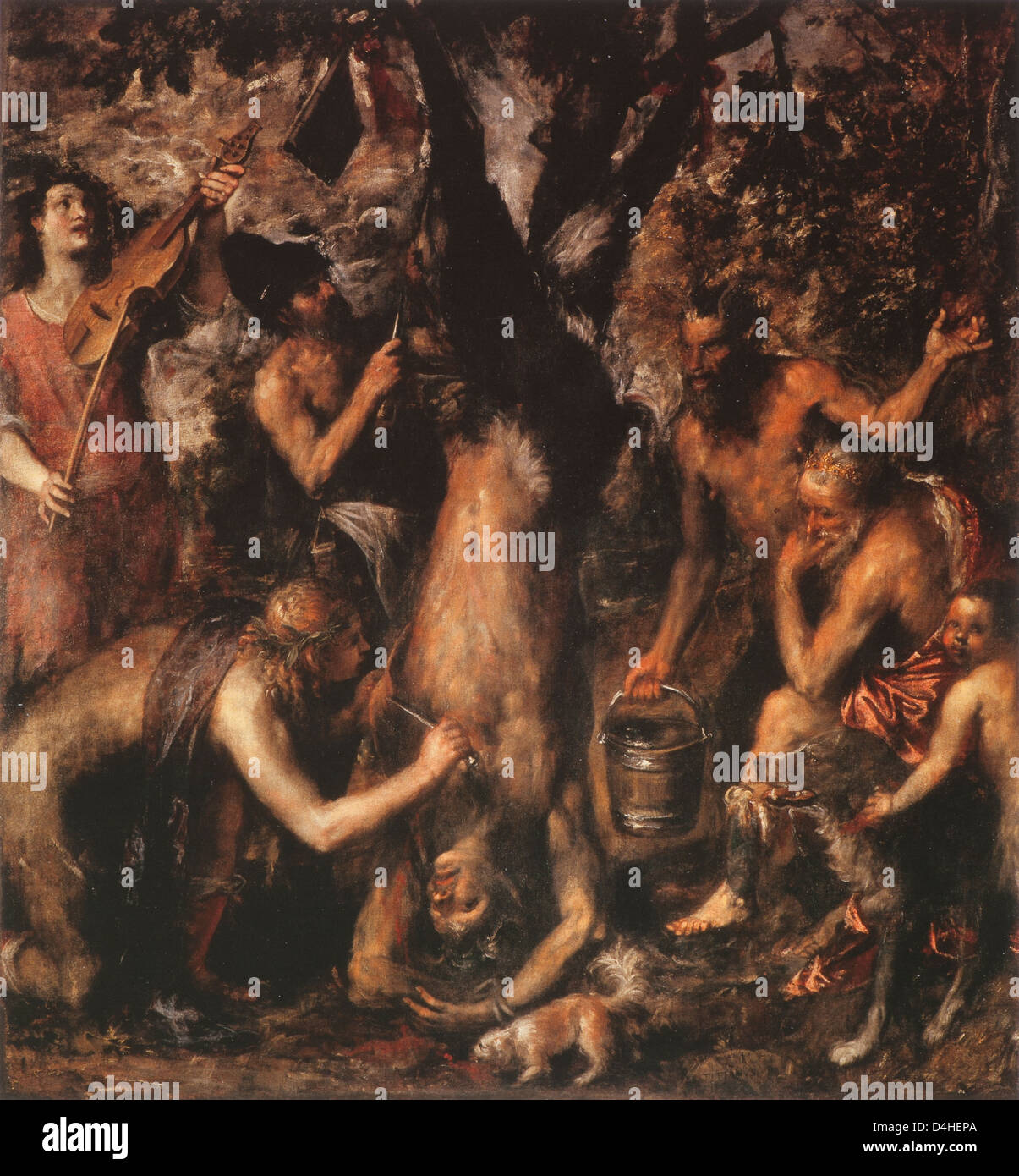 The Flaying of Marsyas, 1570-76 by Titian at the Archbishop's Palace, Kromeriz, Czech Republic Stock Photo