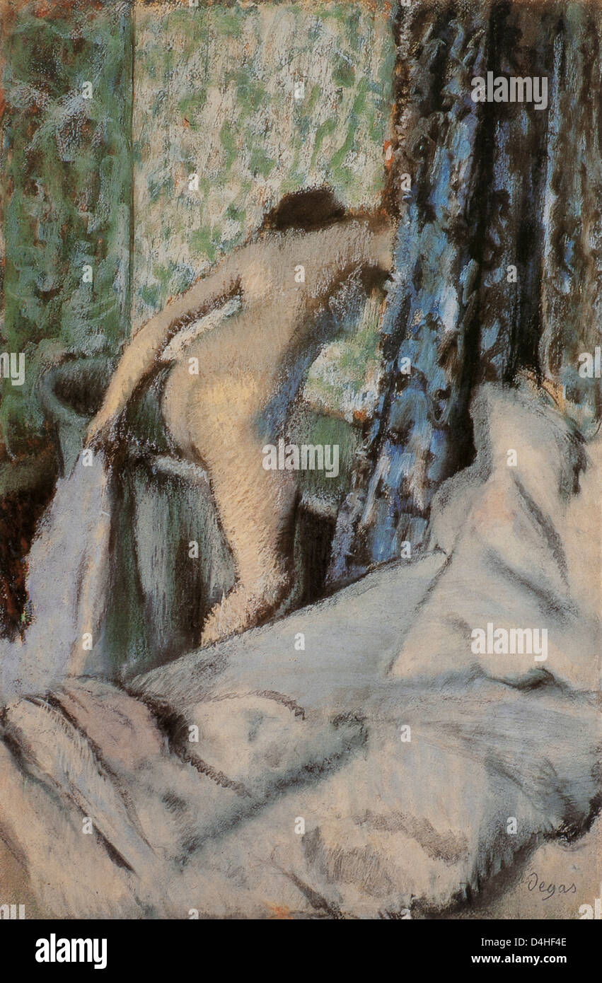 The Morning Bath, 1895 by Edgar Degas at the Art Institute of Chicago, Illinois Stock Photo
