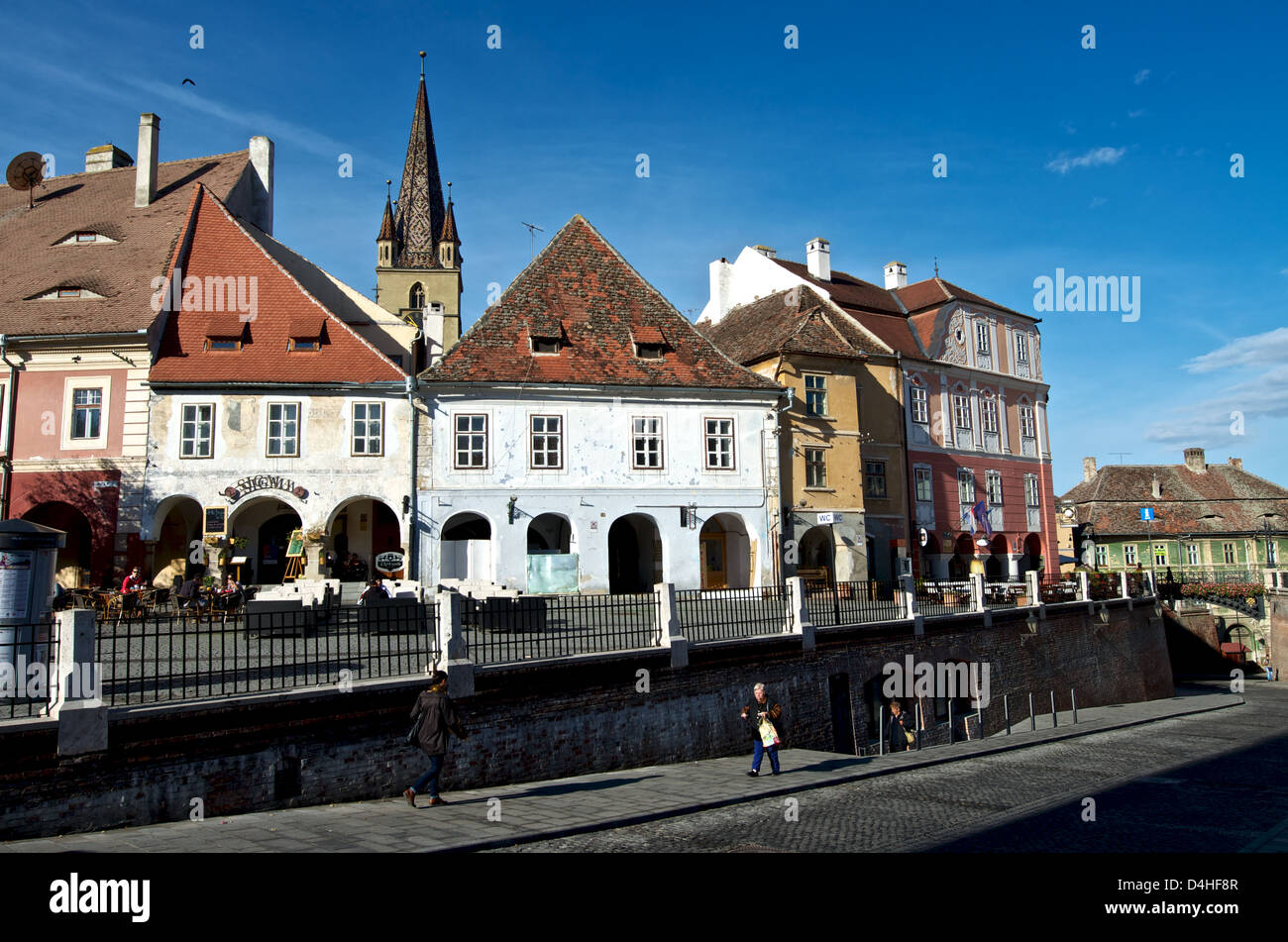 Piata Mica in the Transylvania town of Sibiu Romania Stock Photo
