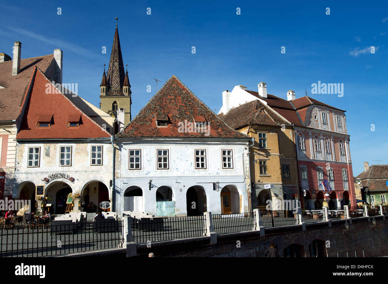 Piata Mica in the Transylvania town of Sibiu Romania Stock Photo