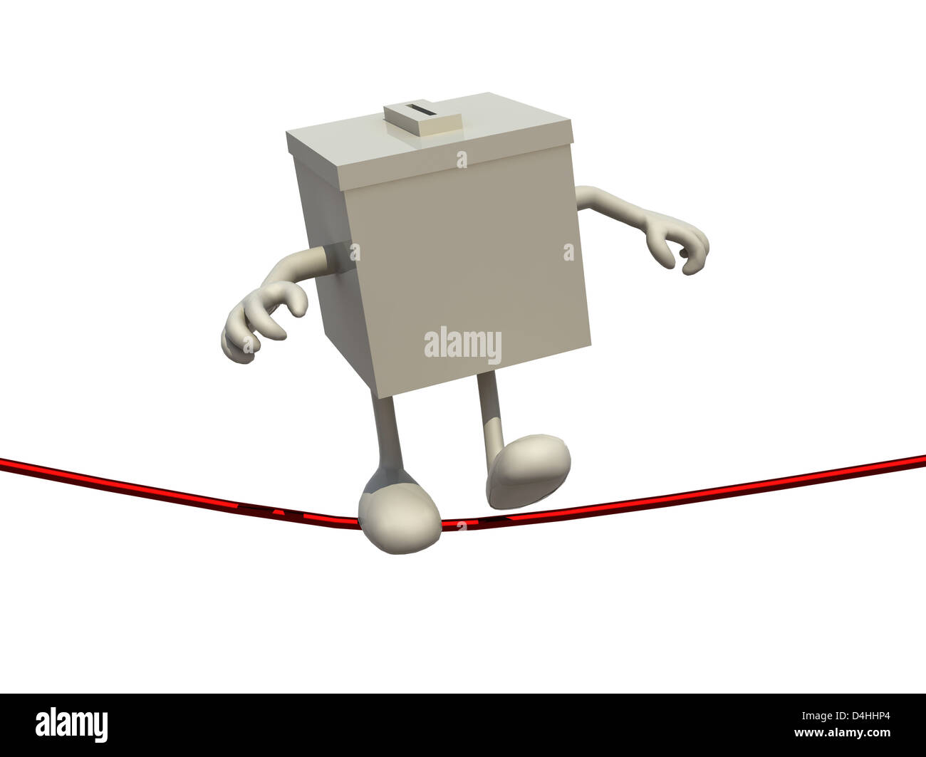 ballot box poised on the wire, 3d illustration on white background ...