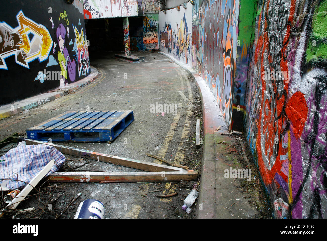 Graffiti-covered walls in Leake Street near Waterloo Station, Waterloo, London, UK Stock Photo