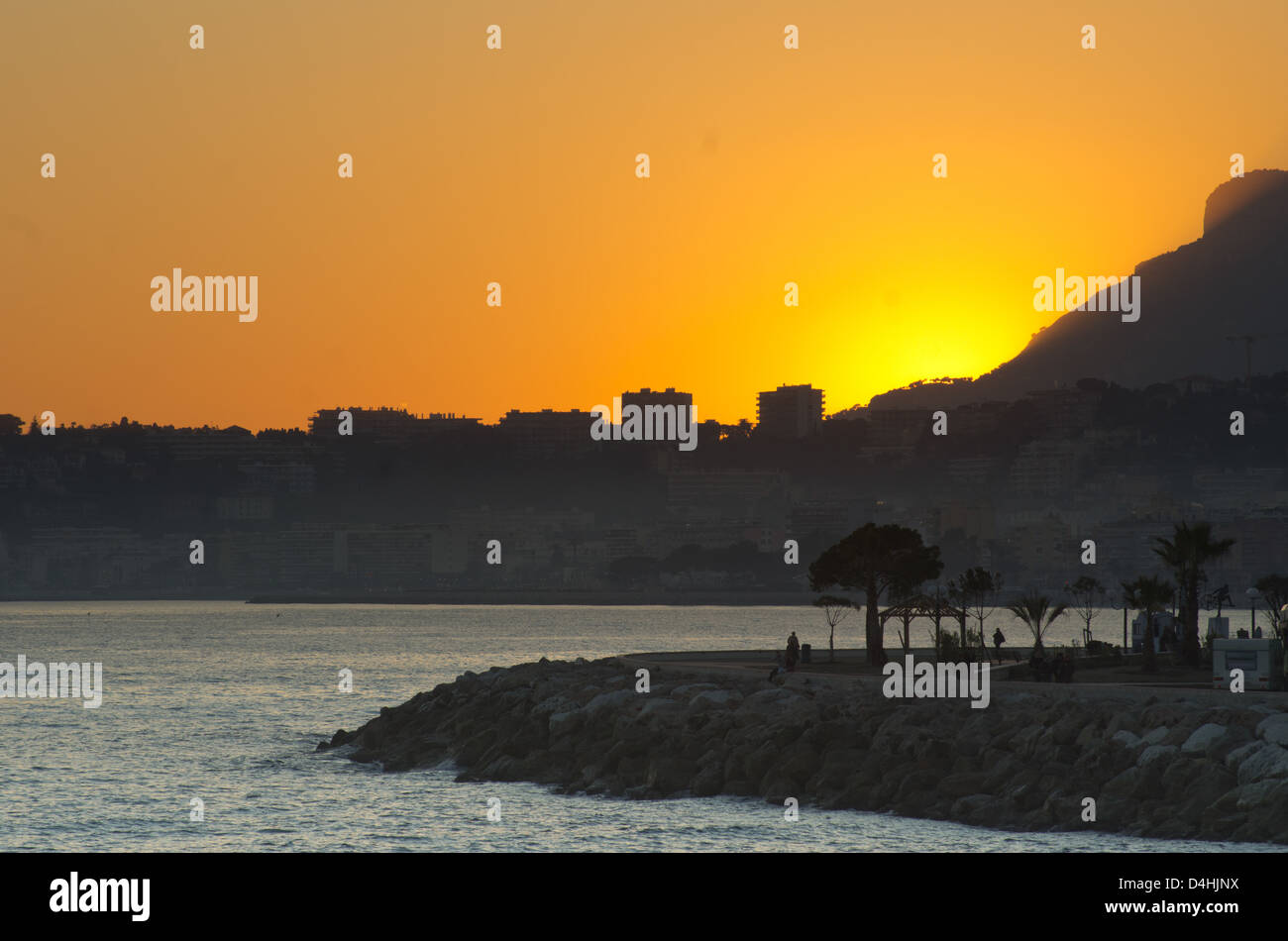 Promenade at sunset,Menton,france Stock Photo Alamy