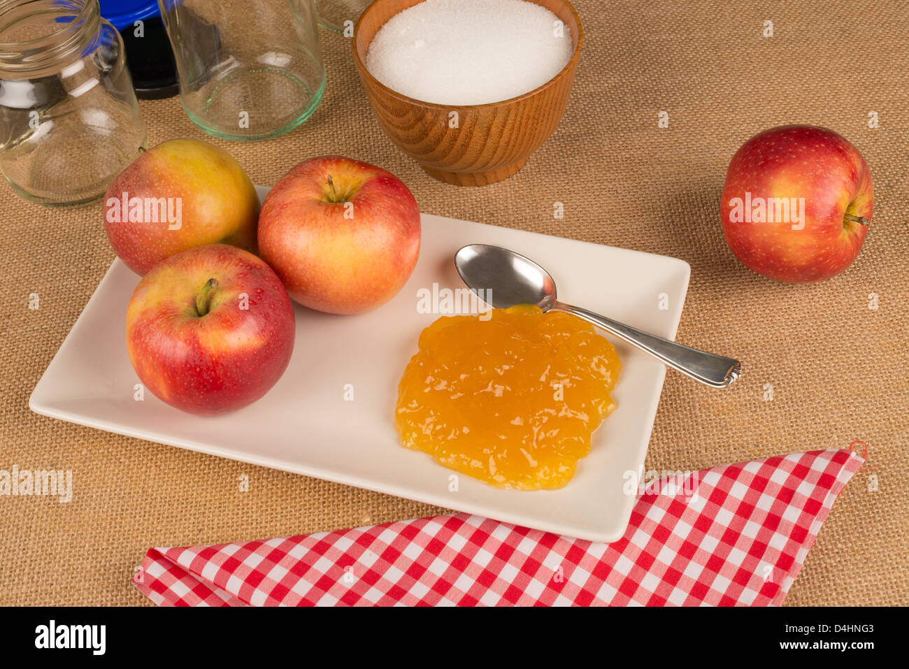 Apple marmalade and its ingredients Stock Photo Alamy
