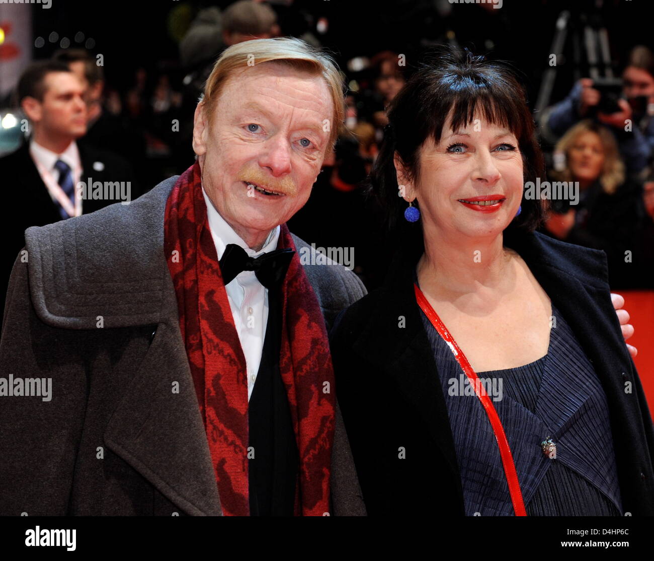 German actor Otto Sander and his wife, actress Monika Hansen, arrive at the premiere of the film ?The International? at the 59th Berlin International Film Festival, also referred to as Berlinale, in Berlin, Germany, 05 February 2009. The film opens the 59th Berlinale at Potsdamer Platz. Within the scope of the official competition, 18 movies will compete for the golden and silver b Stock Photo