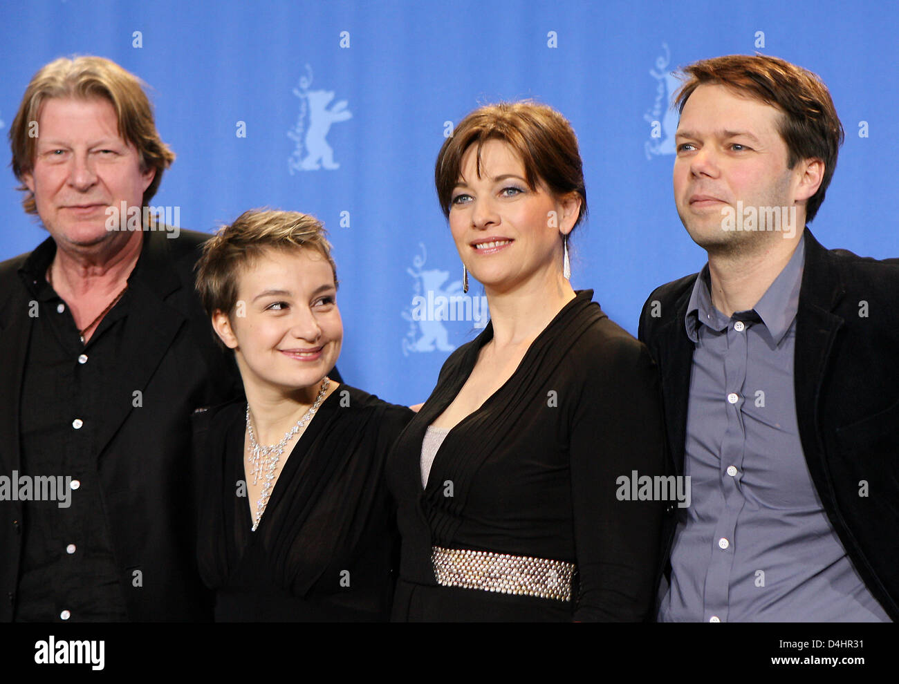 Swedish actor Rolf Lassgard (L-R), Romanian actress Anamaria Marinca, New Zealand actress Kerry Fox and German director Hans-Christian Schmid pose at the photocall for their film ?Storm? at the 59th Berlin International Film Festival in Berlin, Germany, 07 February 2009. The film is one of 18 films to compete for the Silver and Golden Bears of the 59th Berlinale. Photo: ALINA NOVOP Stock Photo