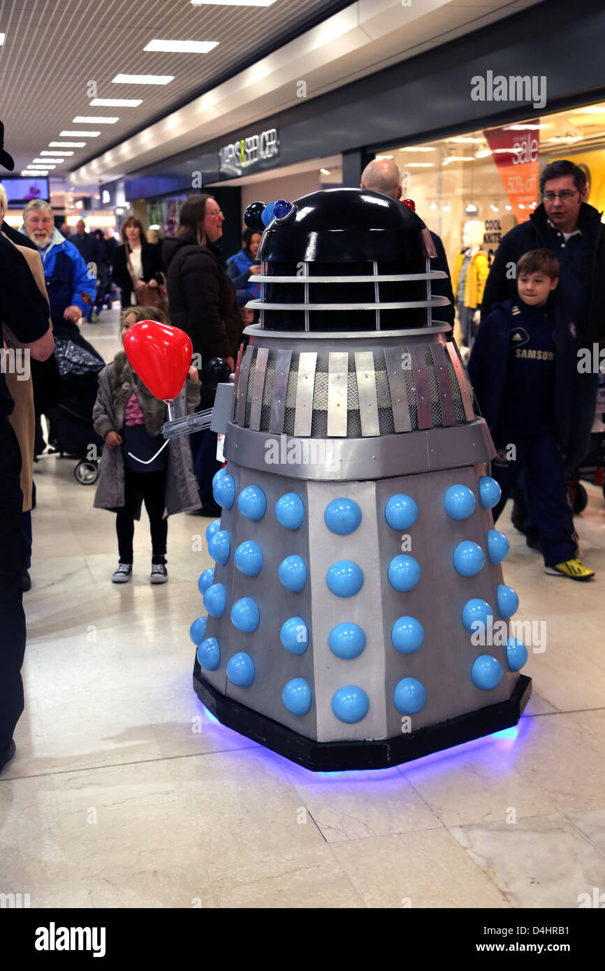 Dalek From Doctor Who To Raise Money For the British Heart Foundation In Ashley Shopping Centre Epsom Surrey England Stock Photo