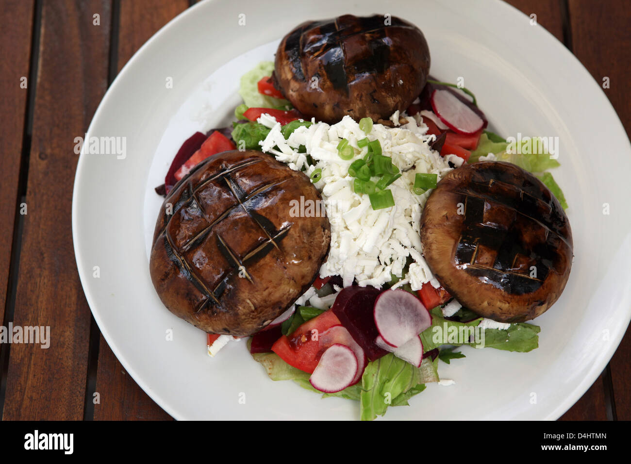Greek Salad with Feta Cheese and mushrooms Stock Photo Alamy