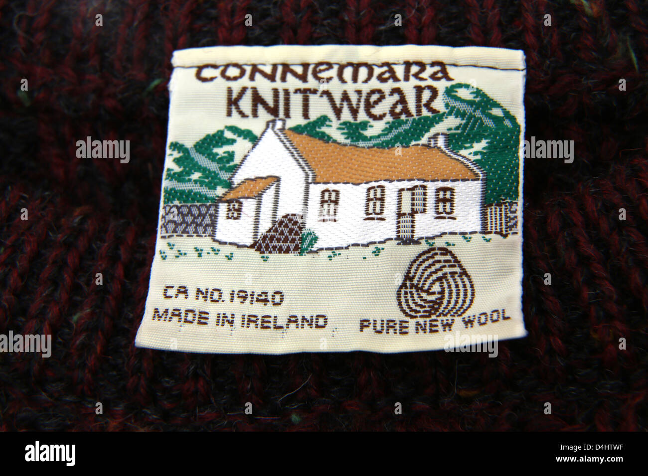 Label On Wool Jumper Connemara Knitwear Stock Photo