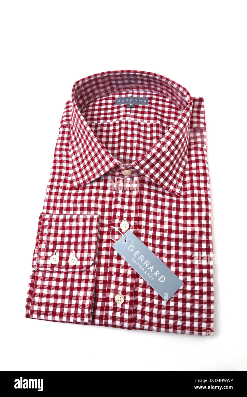Gerrard Red And White Checkered Shirt Folded Up Stock Photo
