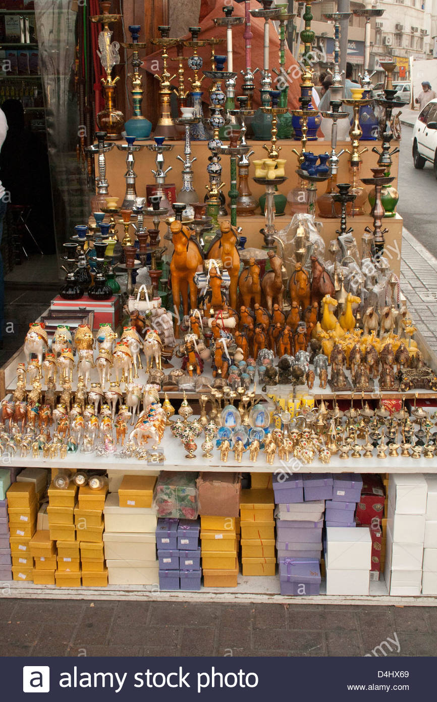 Street vendor selling hooka pipes and other Arabic souvenirs dubai