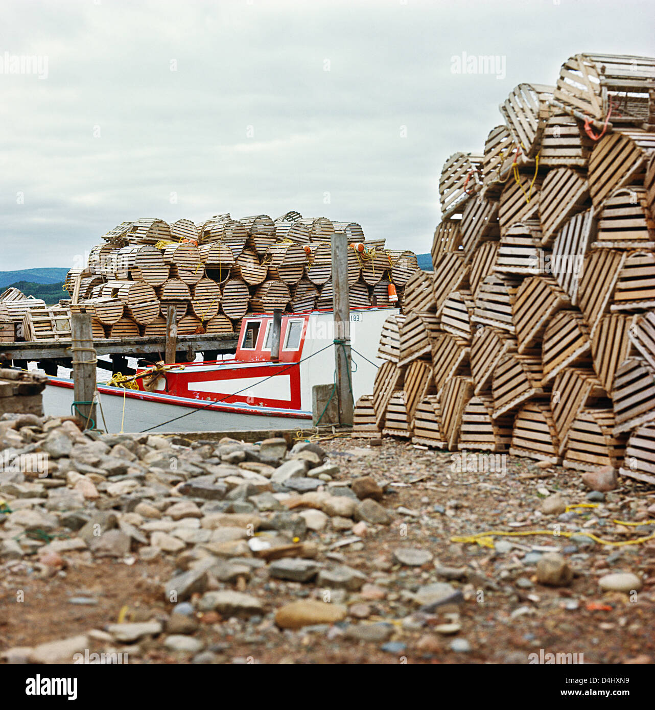 Wooden Lobster Traps in Canada;Nova Scotia;East Coast;Atlantic Coast