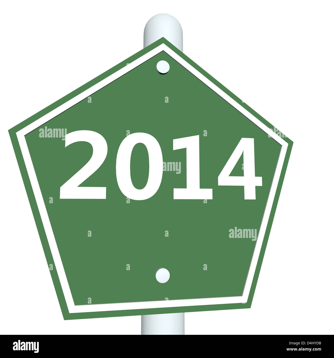3D rendered image of road sign with 2014 text Stock Photo - Alamy