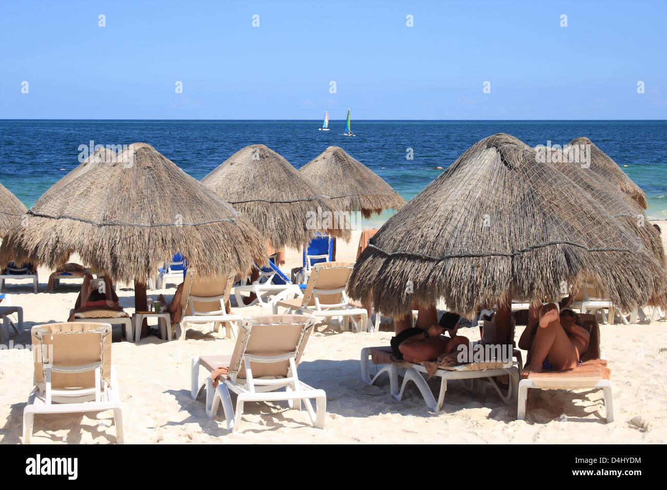 Sandy beach near Puerto Morelos, Mexico Stock Photo