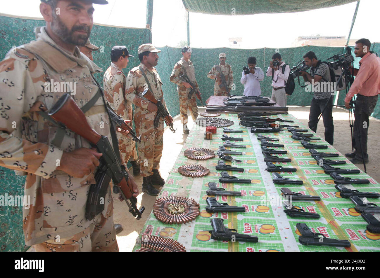 Rangers official are showing seized weapon that recovered from