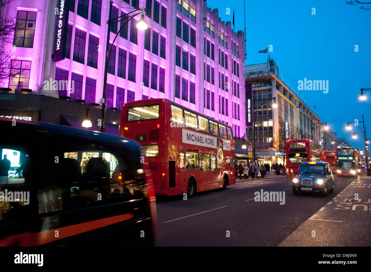 Traffic on Oxford Street at dusk, London UK Stock Photo Alamy