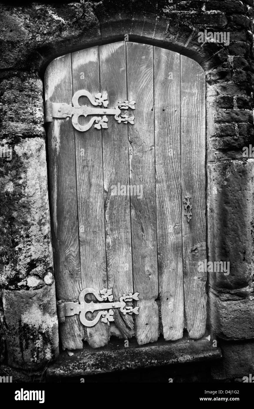 Old wooden door iron Black and White Stock Photos & Images - Alamy