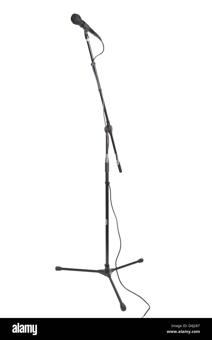 mic stand isolated on white background Stock Photo