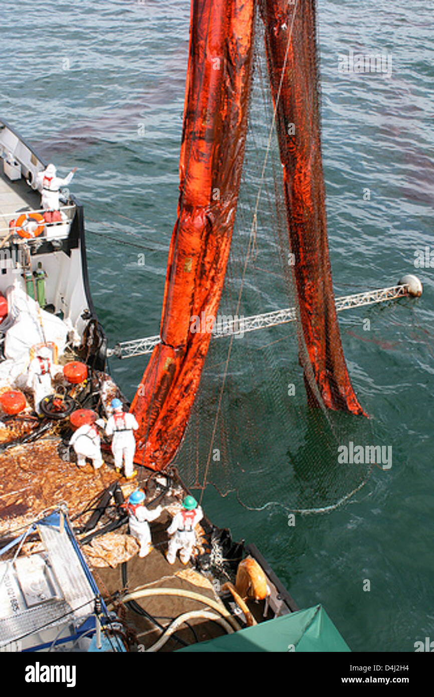 Oil Skimming Operations Stock Photo Alamy