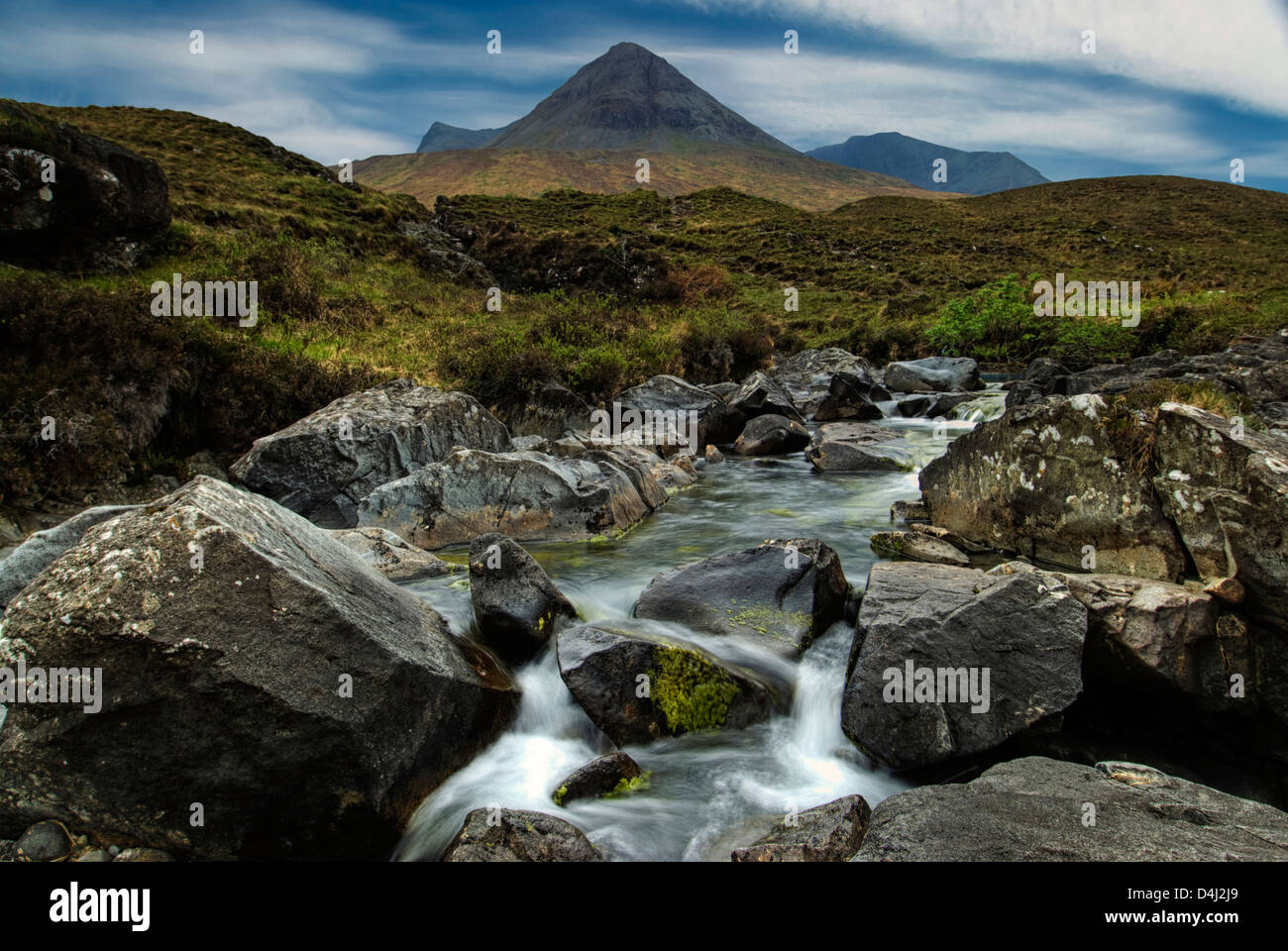Waterfall in the Cuillin mountains, Isle of Skye, Scotland Stock Photo