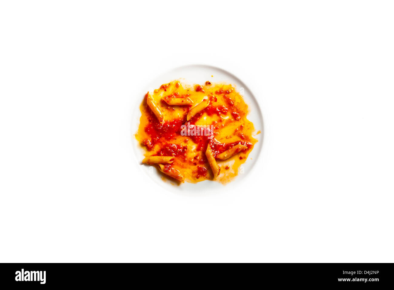 Penne all'Arrabbiata. Penne with spicy Tomato sauce. Stock Photo