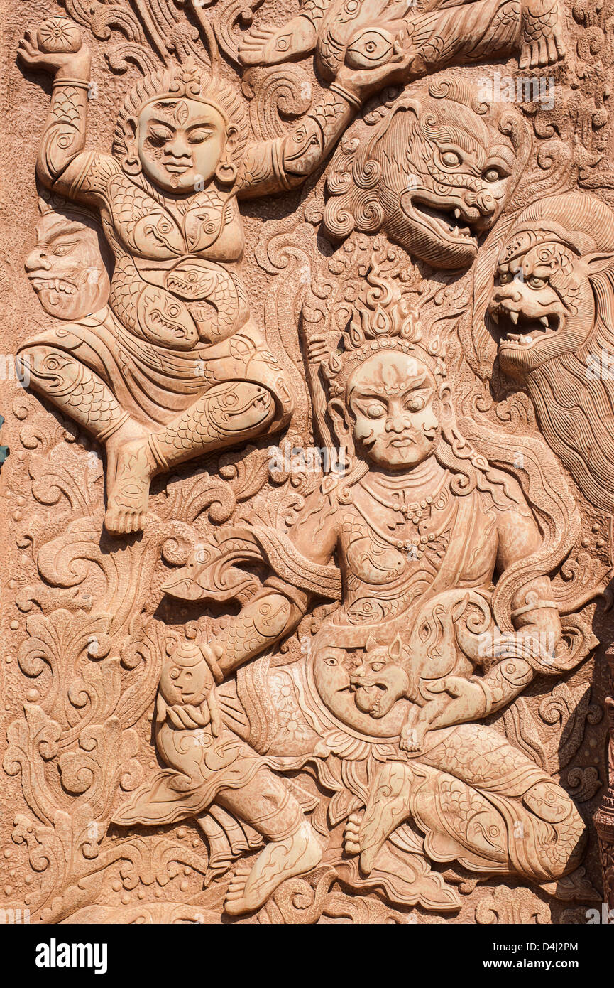 Buddha wall sculpture Stock Photo - Alamy