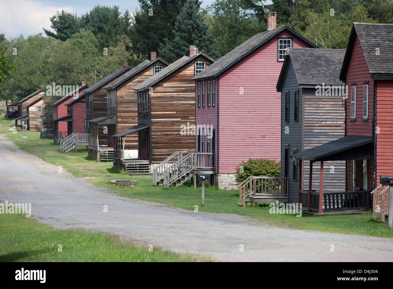 ROWS OF HOMES HISTORIC ECKLEY MINERS VILLAGE MUSEUM WEATHERLY POCONOS PENNSYLVANIA USA Stock Photo