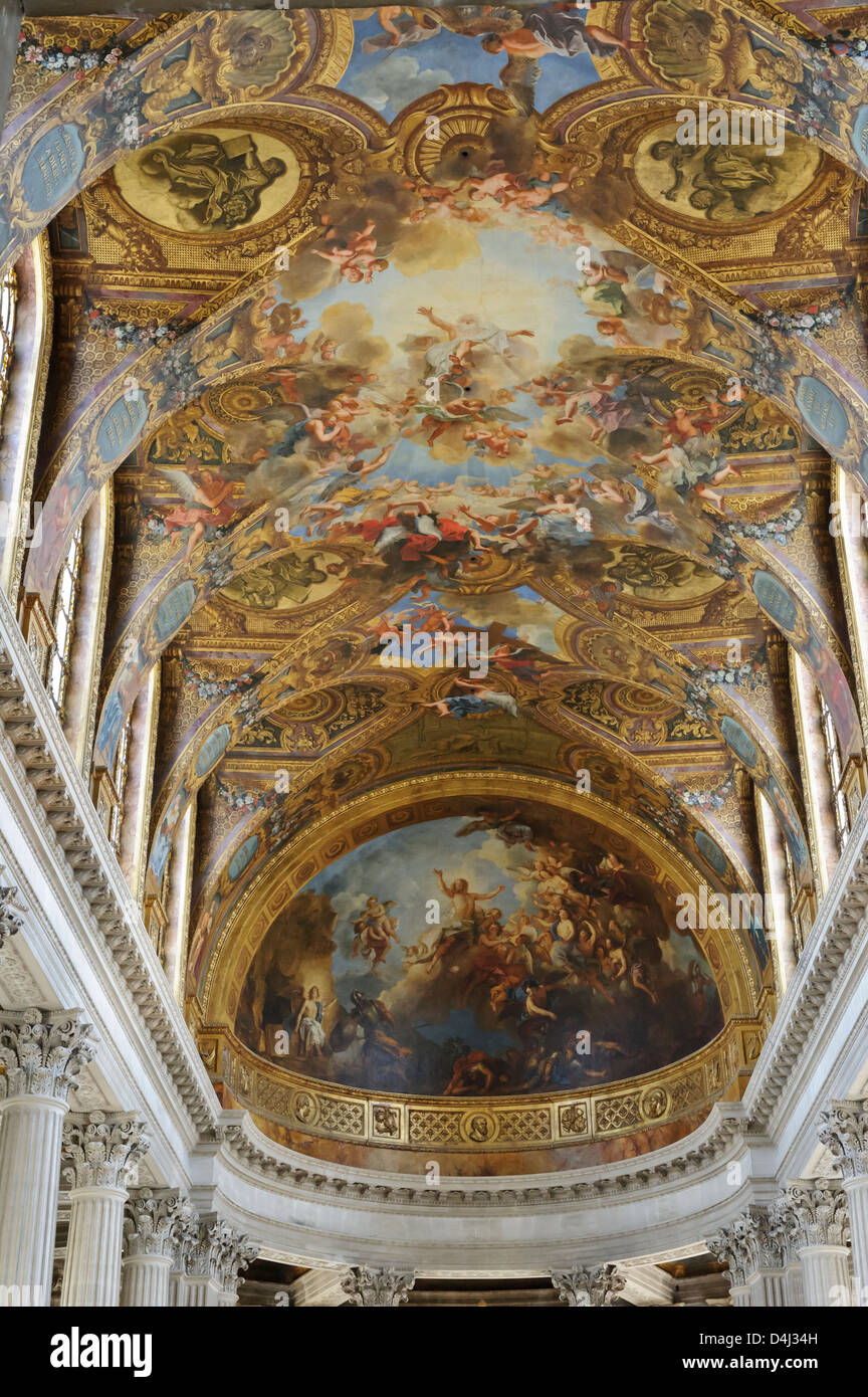 Paintings On The Ceiling Of The Chapel Of Versailles Palace