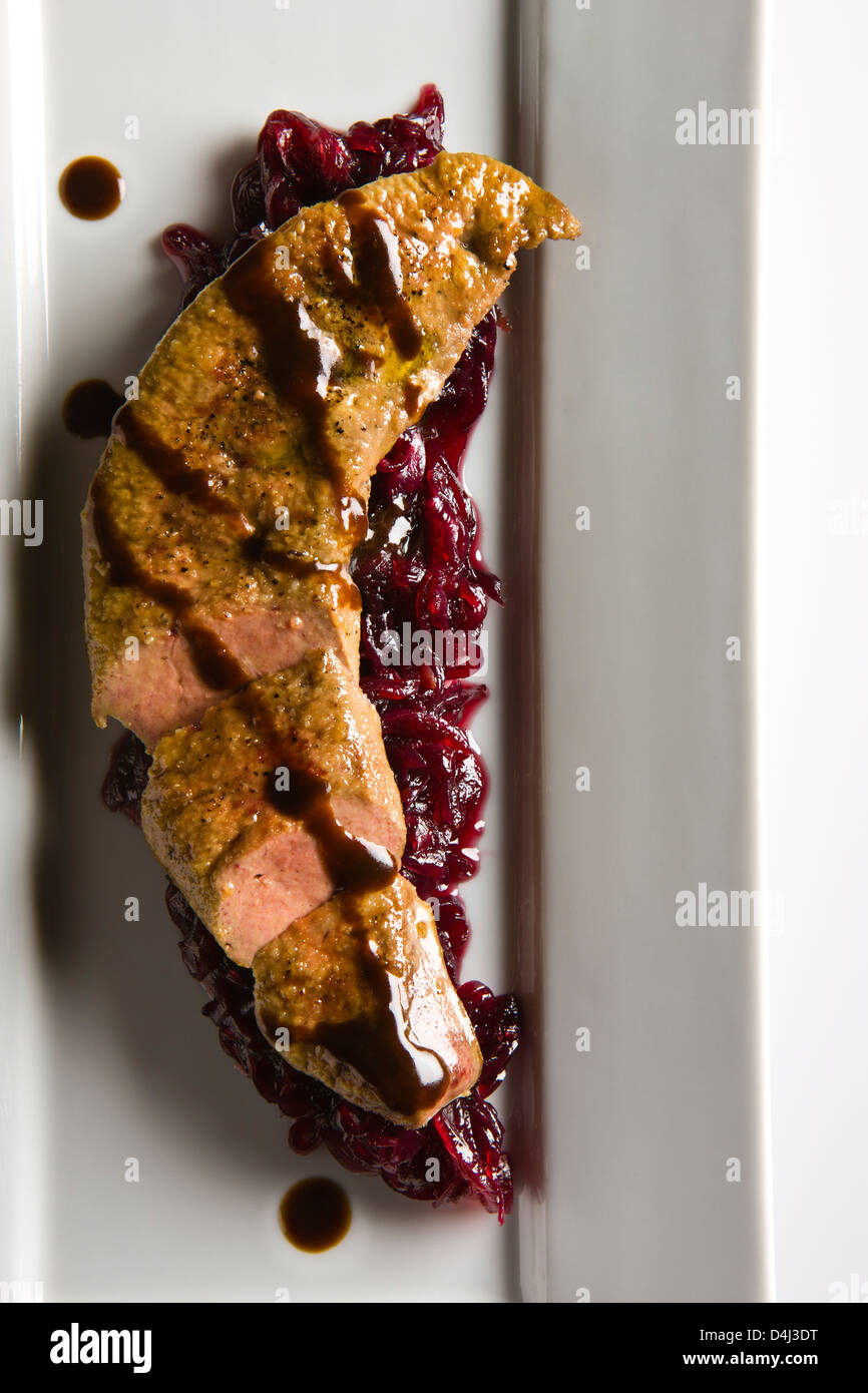 Sauteed Veal Liver with Red Onion Confit and Balsamic Sauce prepared by